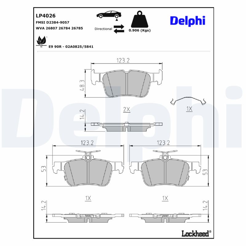 Remblokkenset, schijfrem Delphi Diesel LP4026