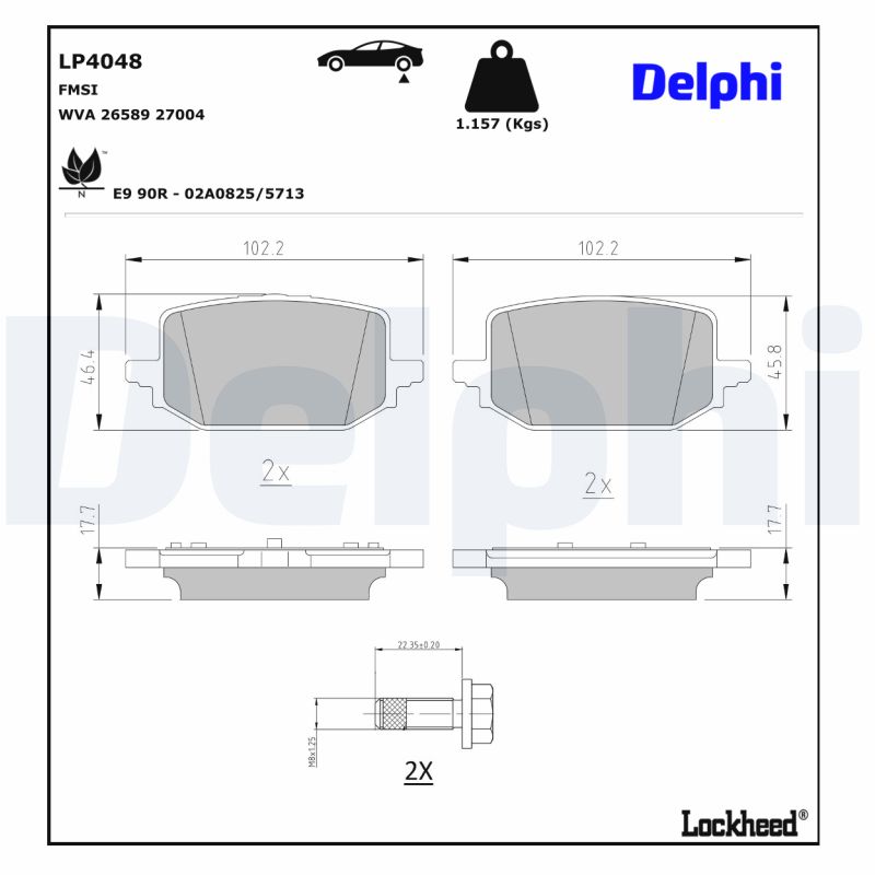 Delphi Diesel Remblokkenset, schijfrem LP4048