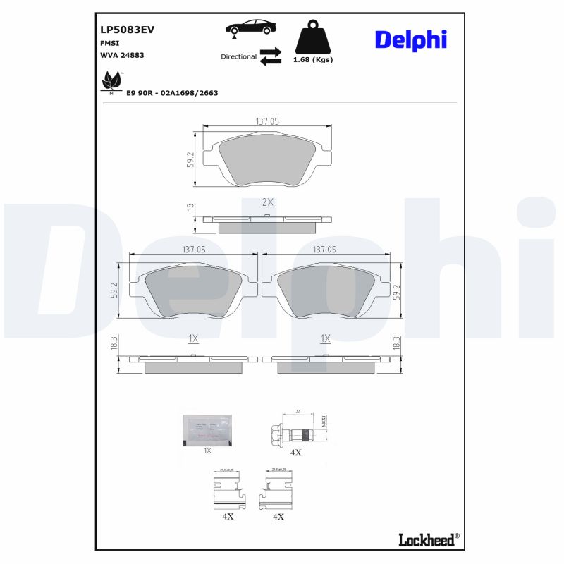 Delphi Diesel Remblokkenset, schijfrem LP5083EV