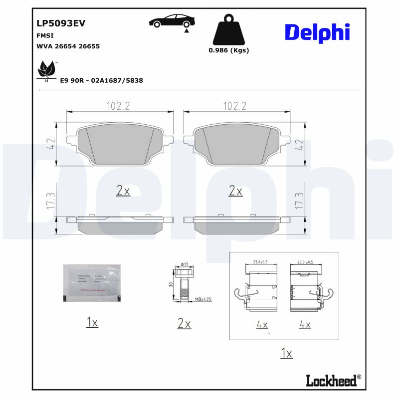 Delphi Diesel Remblokkenset, schijfrem LP5093EV