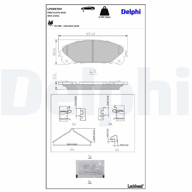Delphi Diesel Remblokkenset, schijfrem LP5097EV