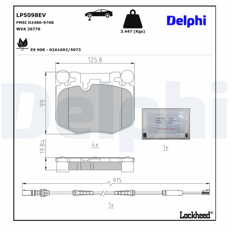 Delphi Diesel Remblokkenset, schijfrem LP5098EV