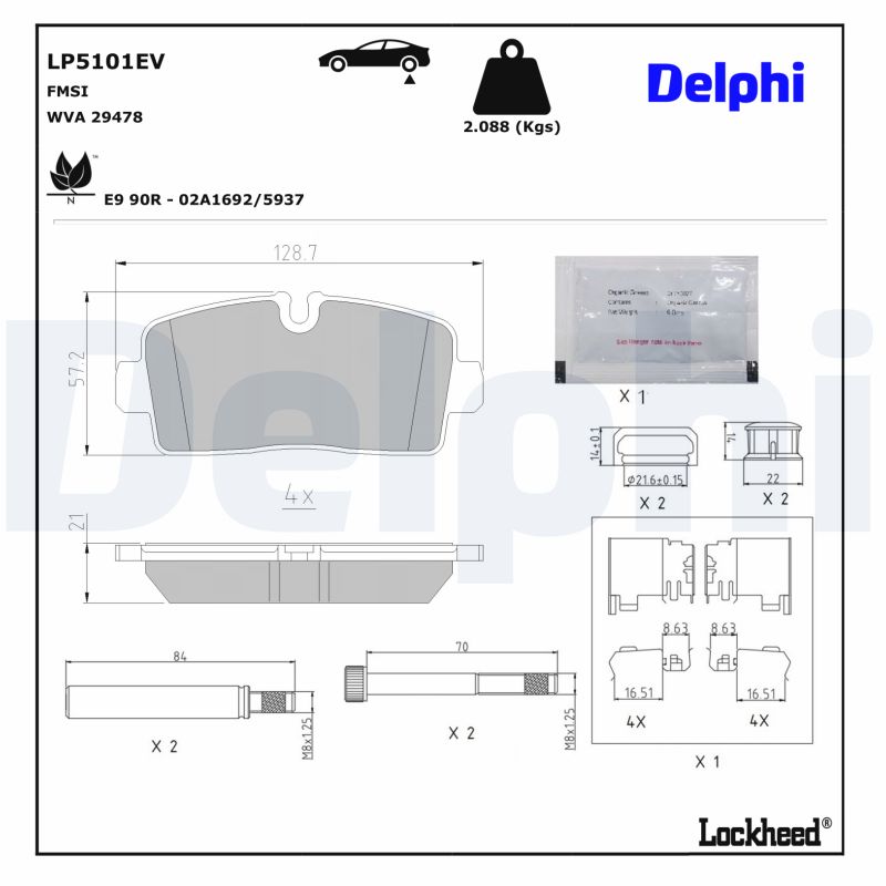 Delphi Diesel Remblokkenset, schijfrem LP5101EV