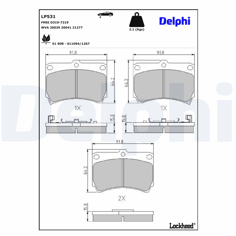 Delphi Diesel Remblokset LP531