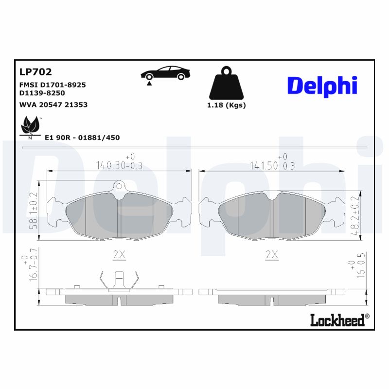 Delphi Diesel Remblokset LP702