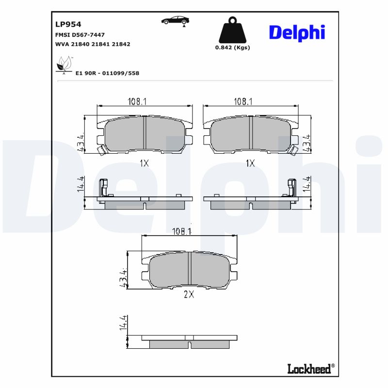 Delphi Diesel Remblokset LP954