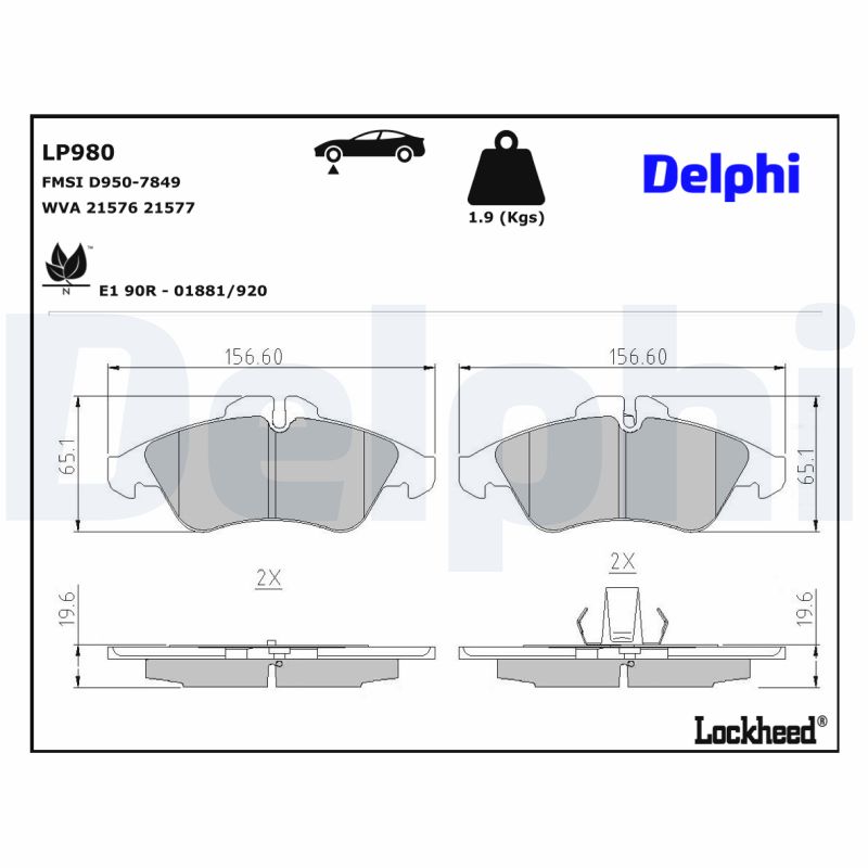 Remblokset Delphi Diesel LP980