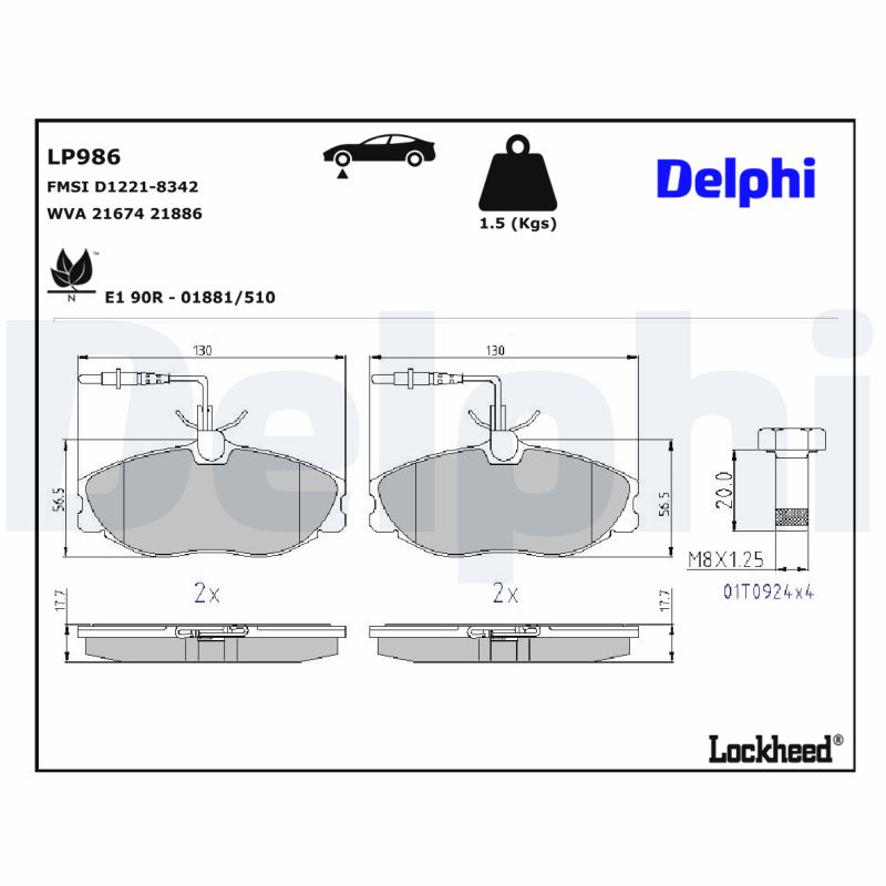 Delphi Diesel Remblokset LP986