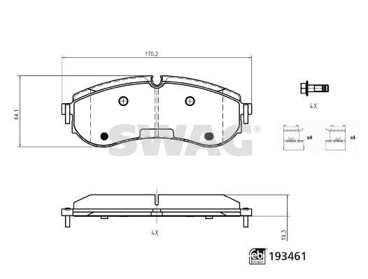 Remblokkenset, schijfrem Swag 33 11 1253