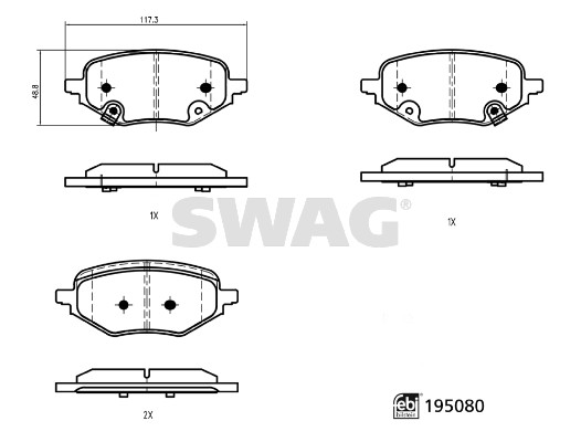 Remblokkenset, schijfrem Swag 33 11 1855