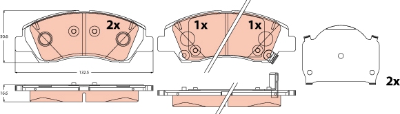 Remblokkenset, schijfrem TRW GDB2563