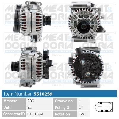 Alternator/Dynamo Meat Doria 5510259