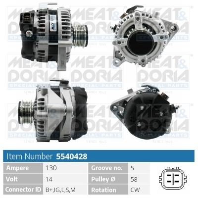 Alternator/Dynamo Meat Doria 5540428