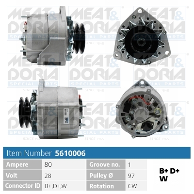 Alternator/Dynamo Meat Doria 5610006