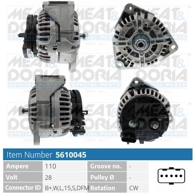 Alternator/Dynamo Meat Doria 5610045