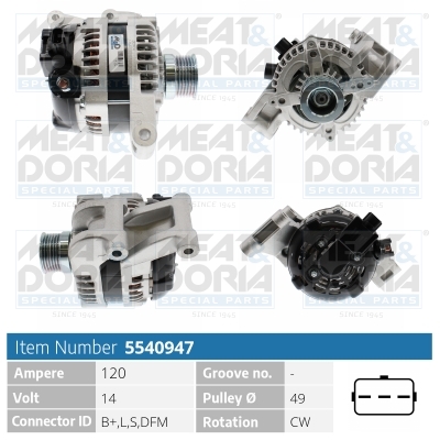 Alternator/Dynamo Meat Doria 5540947