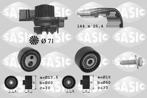 Distributieriem kit inclusief waterpomp Sasic 3900013