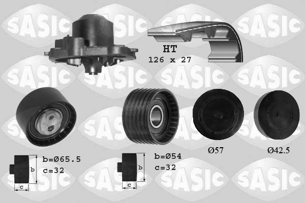 Distributieriem kit inclusief waterpomp Sasic 3904008