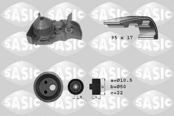 Distributieriem kit inclusief waterpomp Sasic 3904025