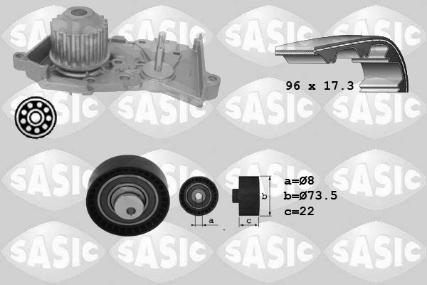 Distributieriem kit inclusief waterpomp Sasic 3904026