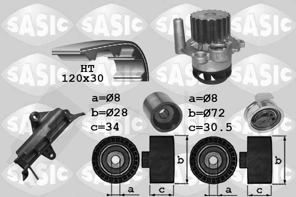 Distributieriem kit inclusief waterpomp Sasic 3906025
