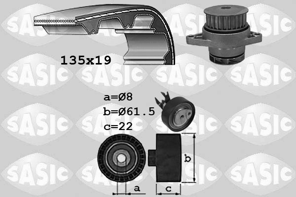 Distributieriem kit inclusief waterpomp Sasic 3906065