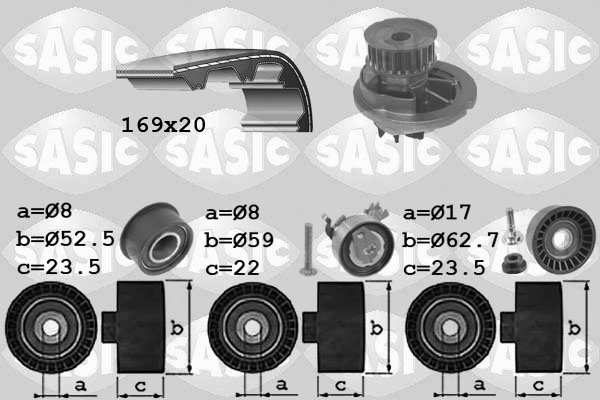 Distributieriem kit inclusief waterpomp Sasic 3906074