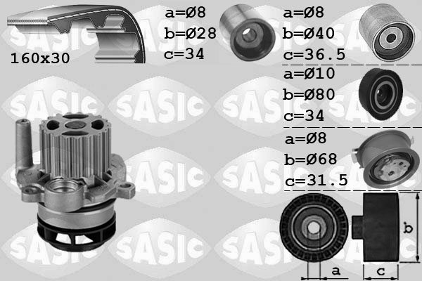 Distributieriem kit inclusief waterpomp Sasic 3906081