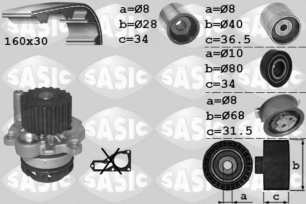 Distributieriem kit inclusief waterpomp Sasic 3906082