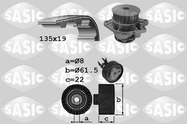 Distributieriem kit inclusief waterpomp Sasic 3906087