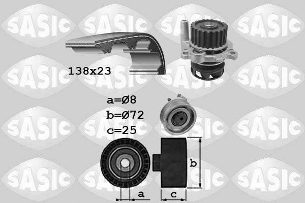 Distributieriem kit inclusief waterpomp Sasic 3906091