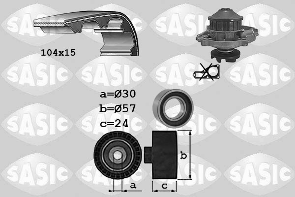Distributieriem kit inclusief waterpomp Sasic 3906098