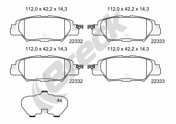 Remblokkenset, schijfrem Breck 22332 00 704 00