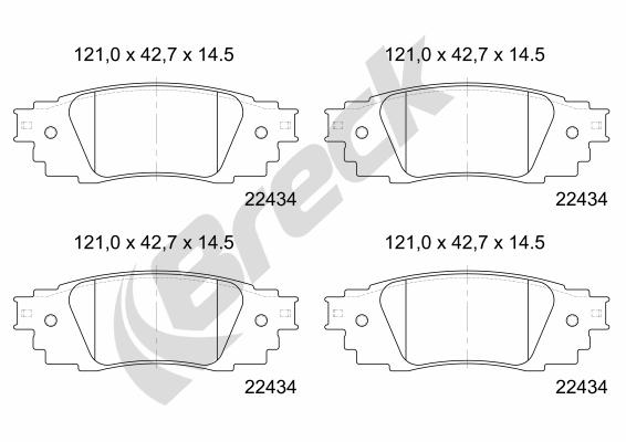 Remblokkenset, schijfrem Breck 22434 00 704 00