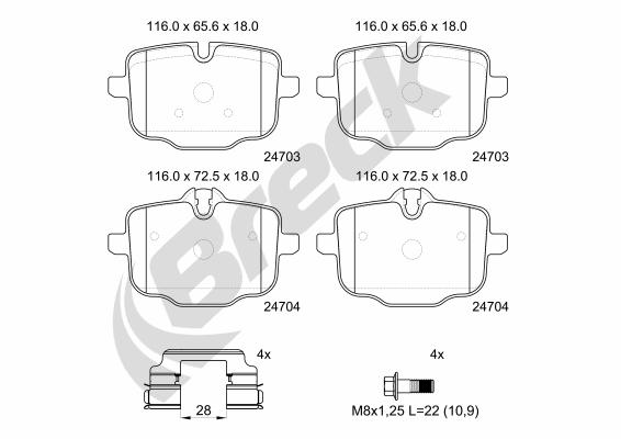 Remblokkenset, schijfrem Breck 24704 00 554 00
