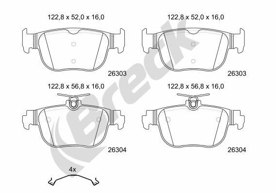 Remblokkenset, schijfrem Breck 26303 00 704 00