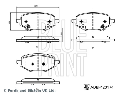 Remblokkenset, schijfrem Blue Print ADBP420174