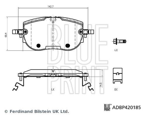 Blue Print Remblokkenset, schijfrem ADBP420185