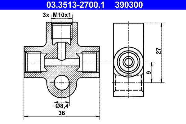 Verbindings- / verdelerelement, pijpleidingen ATE 03.3513-2700.1