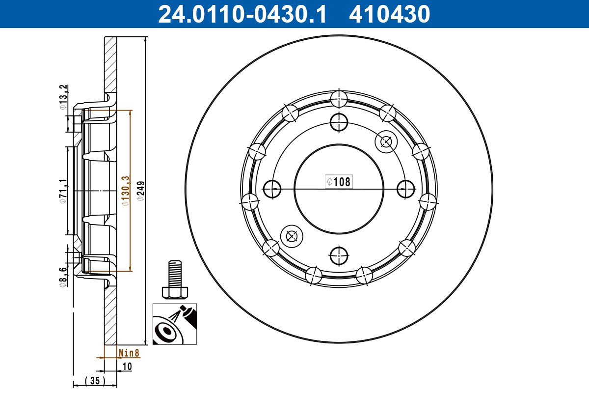 Remschijf ATE 24.0110-0430.1