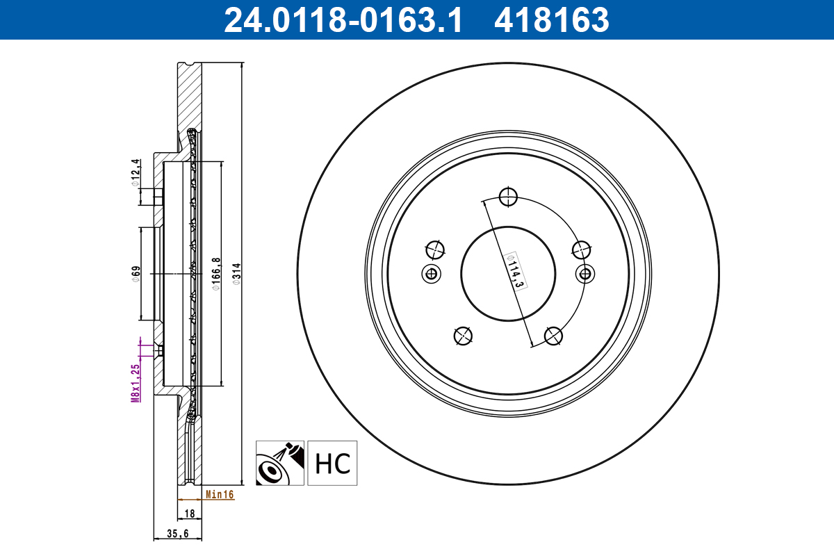 Remschijf ATE 24.0118-0163.1