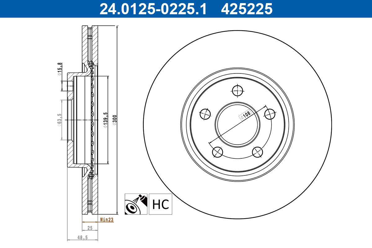 Remschijf ATE 24.0125-0225.1