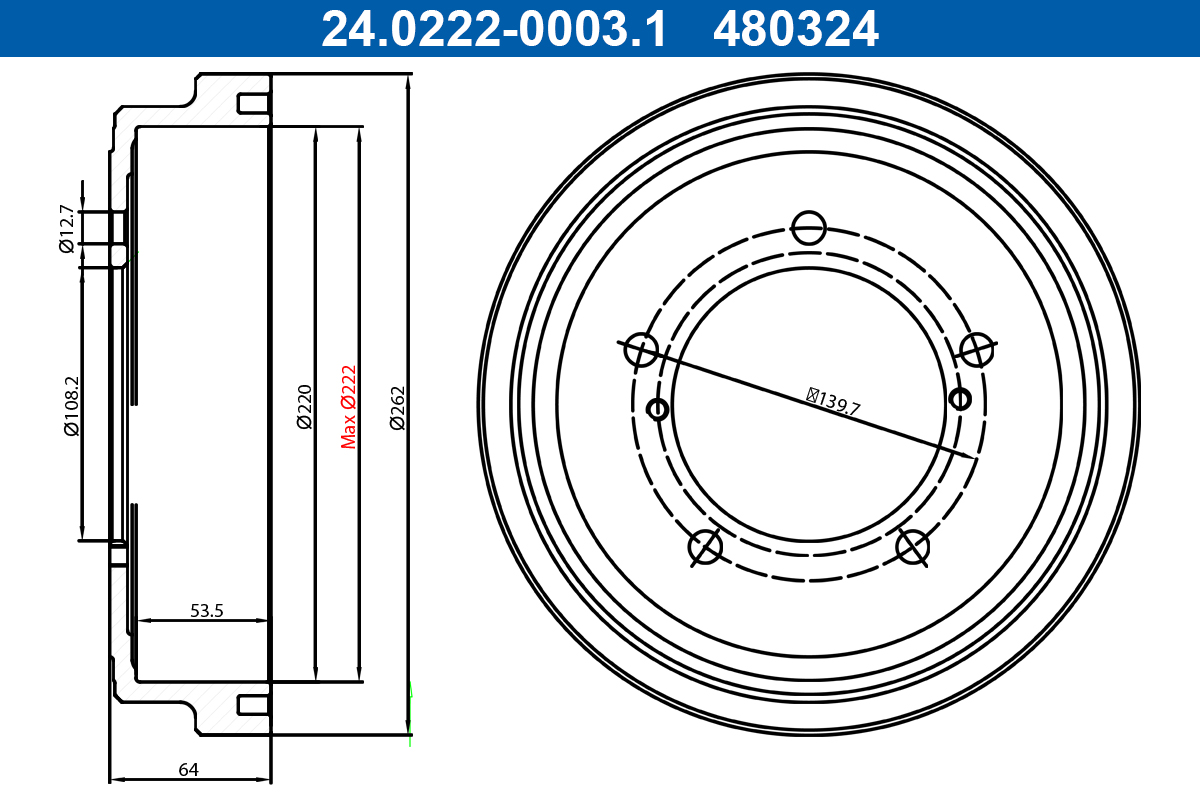 Remtrommel ATE 24.0222-0003.1