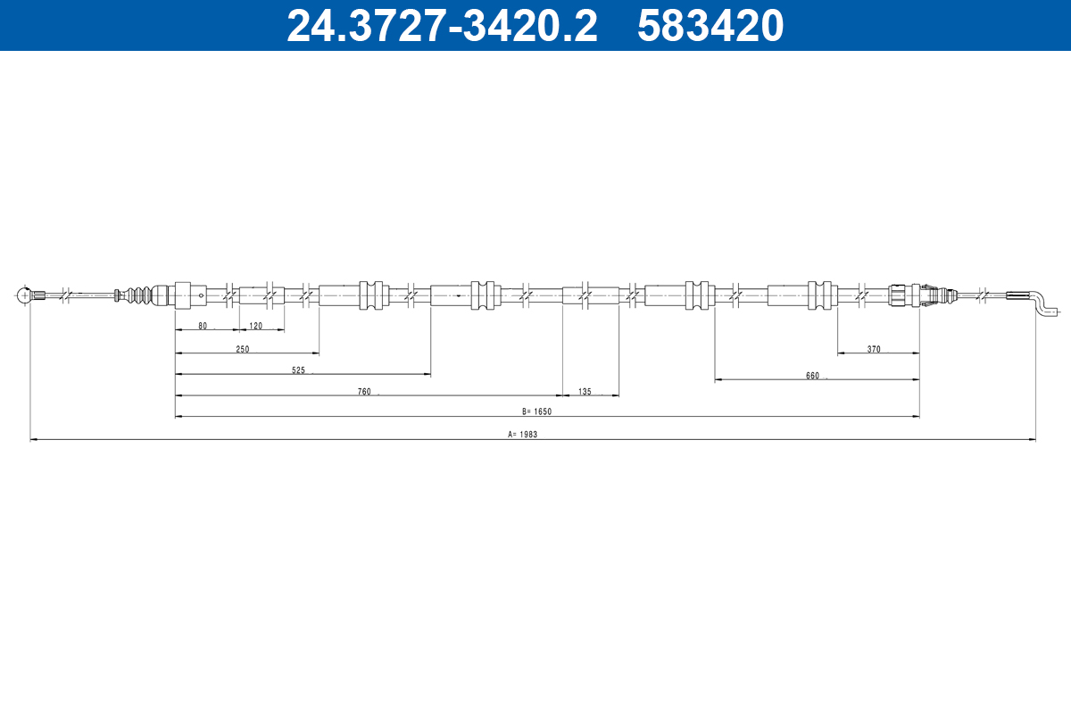 Trekkabel, parkeerrem ATE 24.3727-3420.2