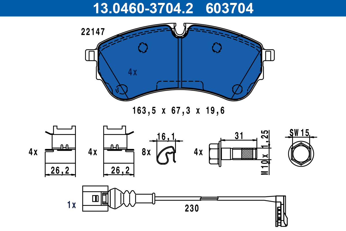 Remblokkenset, schijfrem ATE 13.0460-3704.2