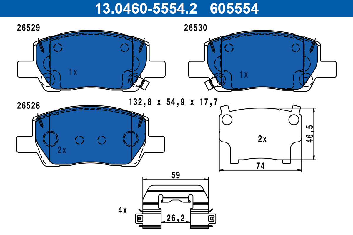 Remblokkenset, schijfrem ATE 13.0460-5554.2