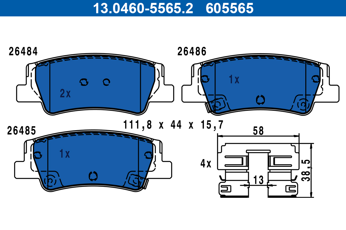 Remblokkenset, schijfrem ATE 13.0460-5565.2