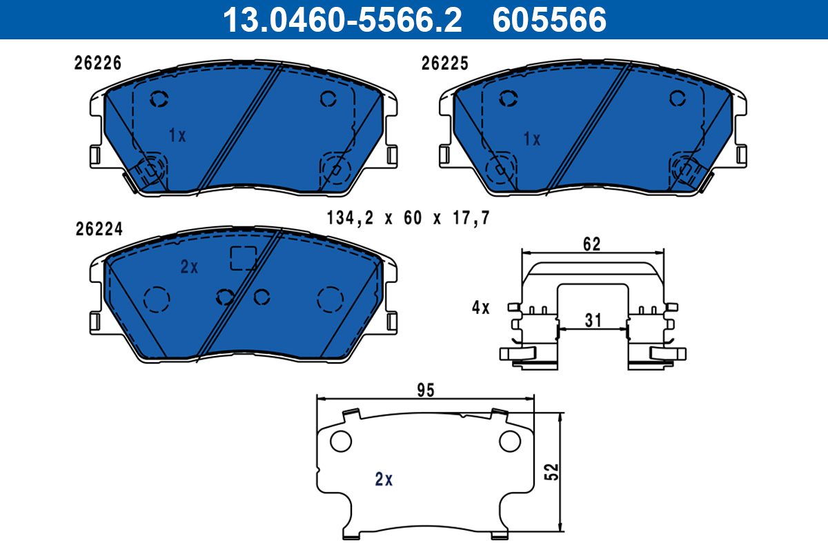 Remblokkenset, schijfrem ATE 13.0460-5566.2