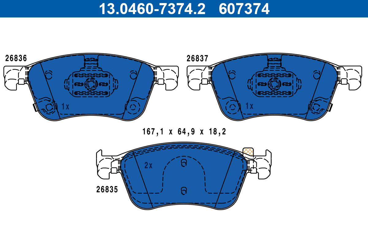 Remblokkenset, schijfrem ATE 13.0460-7374.2