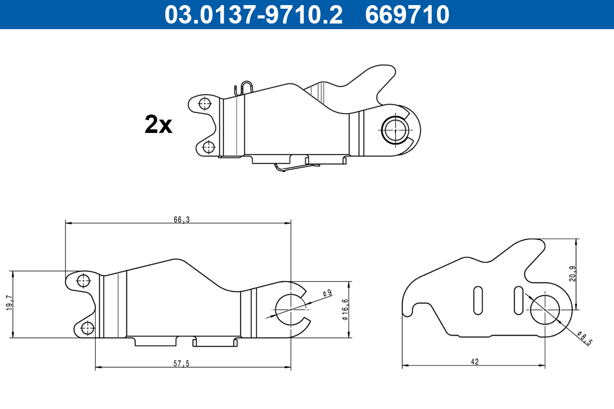 Toebehoren, parkeerremschoen ATE 03.0137-9710.2